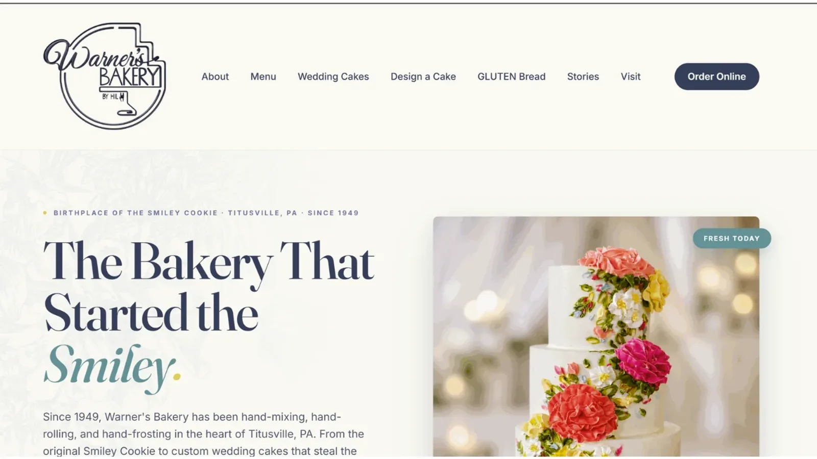 The Warner's Bakery By Hil website built by Forever Still Studio